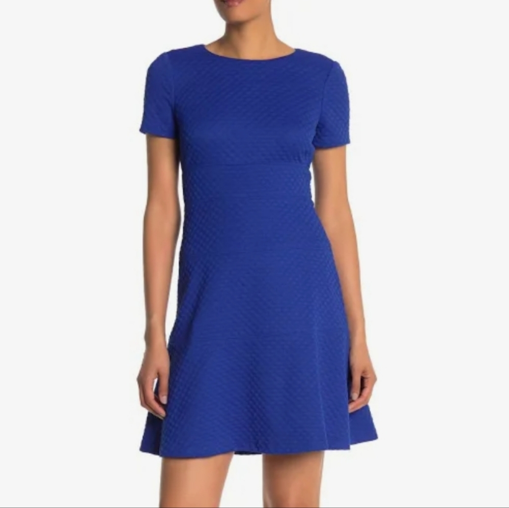 Blue quilted fit and flare Eliza J dress!